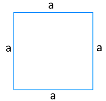 На рисунке изображен квадрат, обозначены стороны используемые для вычисления площади квадрата.