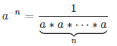 На рисунке показно разложение числа a в минус n-ой степени на n множителей.